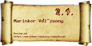 Marinkor Vázsony névjegykártya